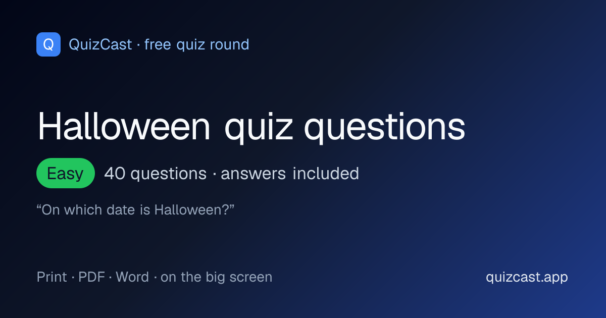 40 halloween quiz questions and answers: a free easy halloween round from QuizCast